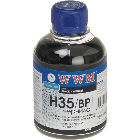 WWM Чернила для HP №21/129/121 200г Black Пигментные (H35/BP) - зображення 1