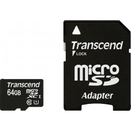 Transcend 64 GB microSDXC UHS-I Premium + SD Adapter TS64GUSDU1