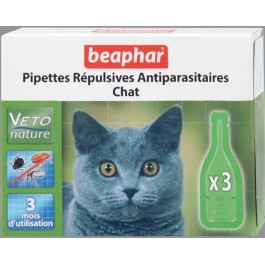 Beaphar Pipettes Repulsives Antiparasitaires Chat (15616) Упаковка 3 пипетки по 1 мл