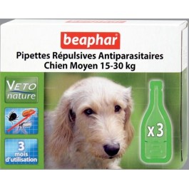 Beaphar Pipettes Repulsives Antiparasitaires Chien Moyen 1530kg (15613) Упаковка 3 пипе