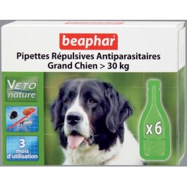 Beaphar Pipettes Repulsives Antiparasitaires Grand Chien >30 kg (15614) Упаковка 6 пипет