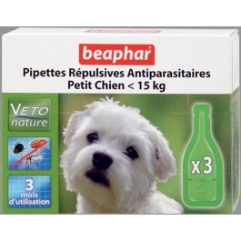 Beaphar Pipettes Repulsives Antiparasitaires Petit Chien < 15kg (15612) Упаковка 3 пипет