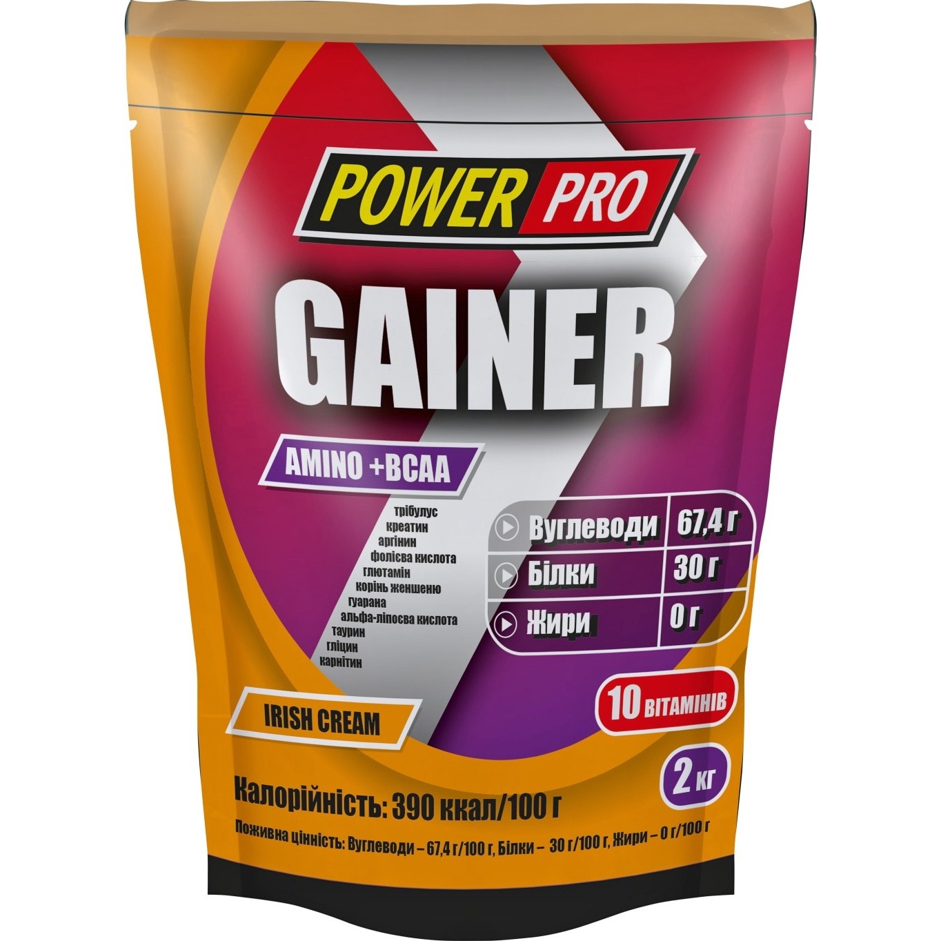 Power Pro Gainer 2000 g /50 servings/ Ирландский крем - зображення 1