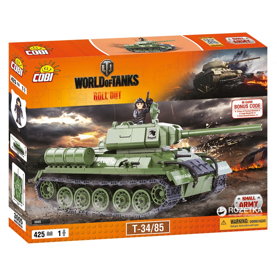 Cobi World Of Tanks Т-34/85 (Cobi-3005) купить в интернет-магазине: цены на  блочный конструктор World Of Tanks Т-34/85 (Cobi-3005) - отзывы и обзоры,  фото и характеристики. Сравнить предложения в Украине: Киев, Харьков,  Одесса,