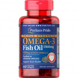 Puritan's Pride Triple Strength Omega-3 Fish Oil 1360 mg 60 caps