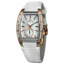 Seculus 1667.2.1069 white, pvd-r cz stones, white leather