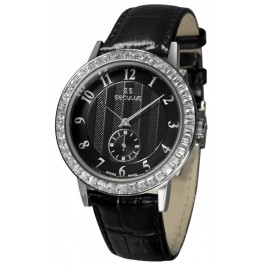   Seculus 1675.2.1069 black, ss cz stones, black leather