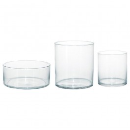 IKEA CYLINDER Набор ваз, 3 шт., прозрачное стекло (801.750.91)