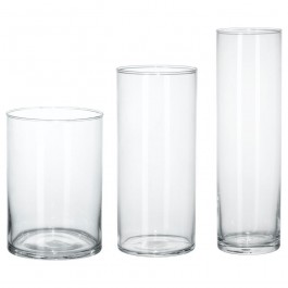 IKEA CYLINDER Набор ваз, 3 шт., прозрачное стекло (601.750.92)