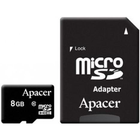 Apacer 8 GB microSDHC Class 10 UHS-I + SD adapter AP8GMCSH10U1-R - зображення 1