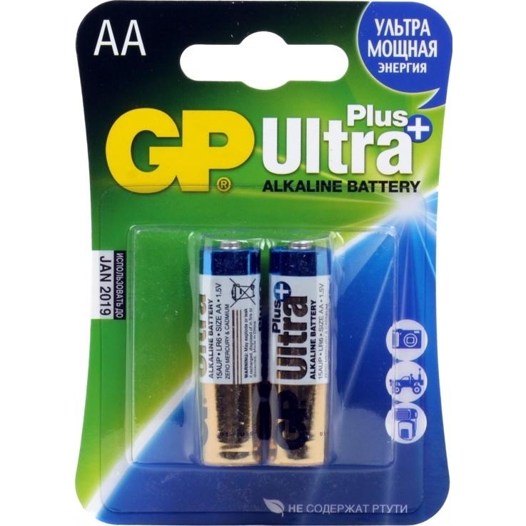 GP Batteries AA bat Alkaline 2шт Ultra Plus (GP15AUPHM-2UE2) - зображення 1