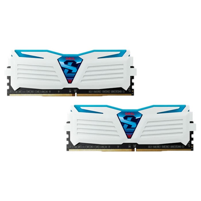 Geil 8 GB (2x4GB) DDR4 2400 MHz Super Luce Frost White with Blue LED (GLWB48GB2400C16DC) - зображення 1