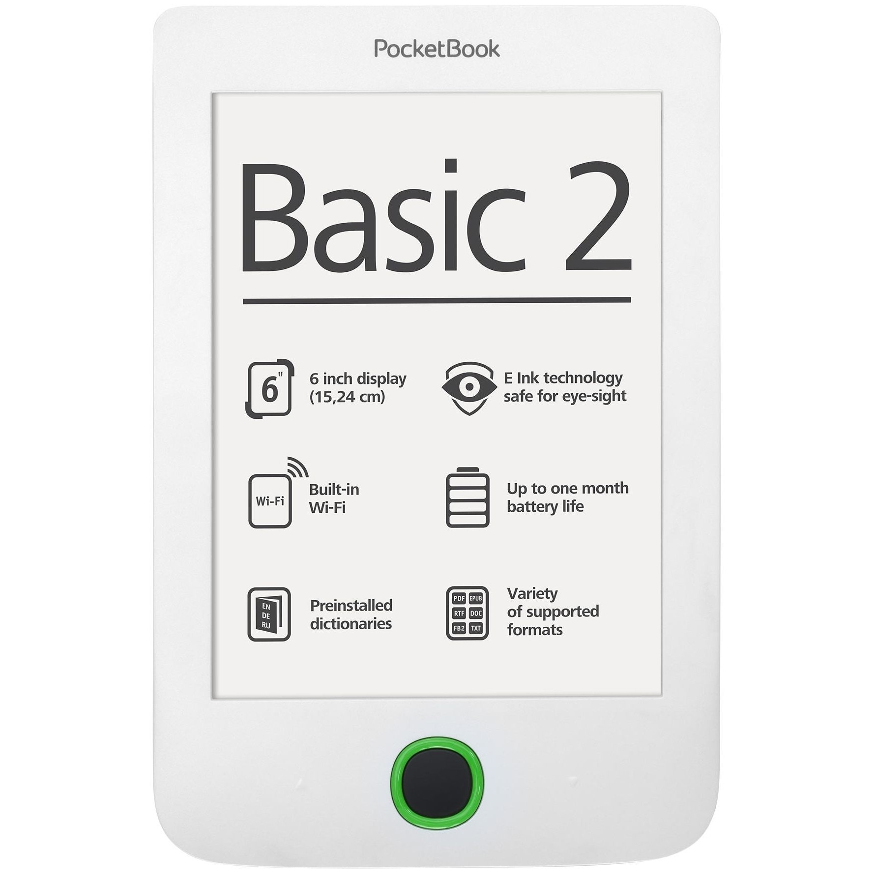 PocketBook Basic 2 (614) White PB614-D-CIS - зображення 1