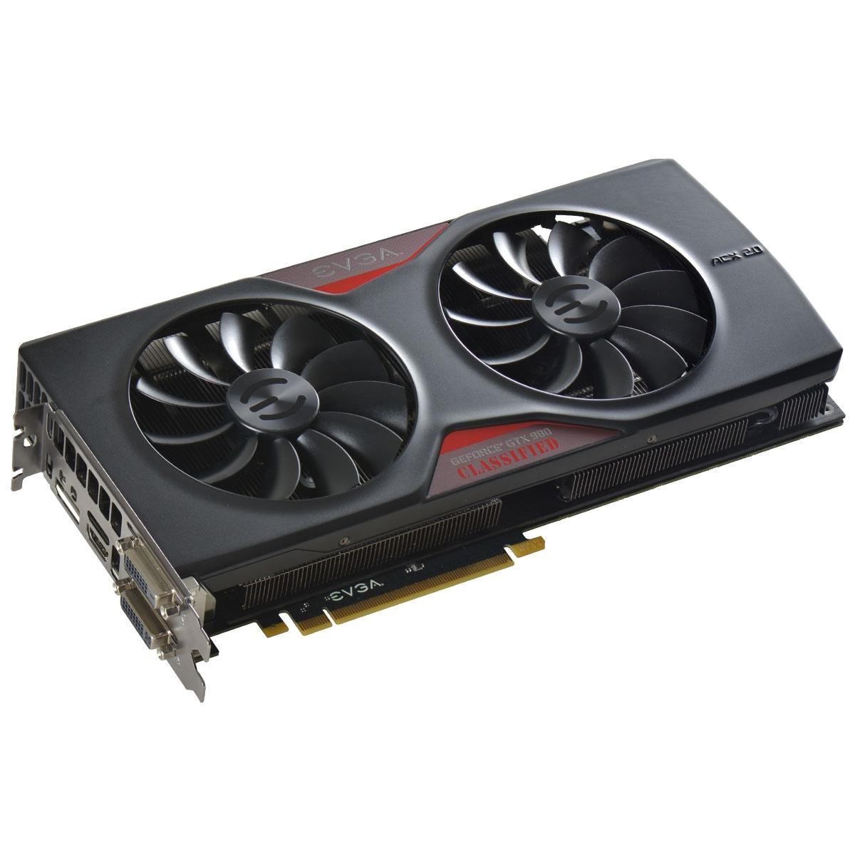 EVGA GeForce GTX 980 CLASSIFIED GAMING ACX 2.0 (04G-P4-2988-KR) купить в  интернет-магазине: цены на видеокарта GeForce GTX 980 CLASSIFIED GAMING ACX  2.0 (04G-P4-2988-KR) - отзывы и обзоры, фото и характеристики. Сравнить  предложения