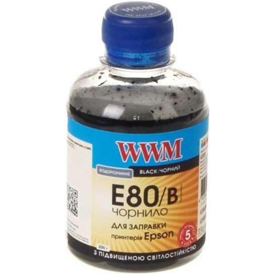 WWM Чернила для Epson L1800/ 800/ 810/ 850 200г Black Водорастворимые (E80/B) - зображення 1