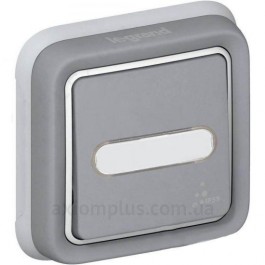Legrand Переключатель кнопочный с НВ+НЗ контактами + держатель этикеток серый (069824)