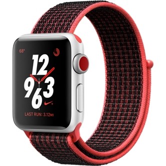 Apple Watch Nike+ Series 3 GPS + Cellular 38mm Silver Aluminum w. Bright Crimson/BlackSport L. (MQL72) - зображення 1