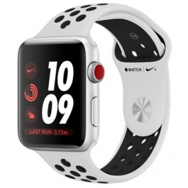 Apple Watch Nike+ Series 3 GPS + Cellular 42mm Silver Aluminum w. Pure Platinum/BlackSport B. (MQLC2)