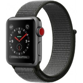 Apple Watch Series 3 GPS + Cellular 38mm Space Gray Aluminum w. Dark Olive Sport L. (MQJT2)