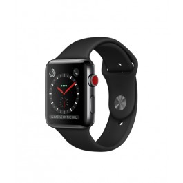 Apple Watch Series 3 GPS + Cellular 42mm Space Black Stainless Steel w. Black Sport B. (MQK92)