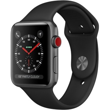 Apple Watch Series 3 GPS + Cellular 42mm Space Gray Aluminum w. Black Sport B. (MQK22) - зображення 1