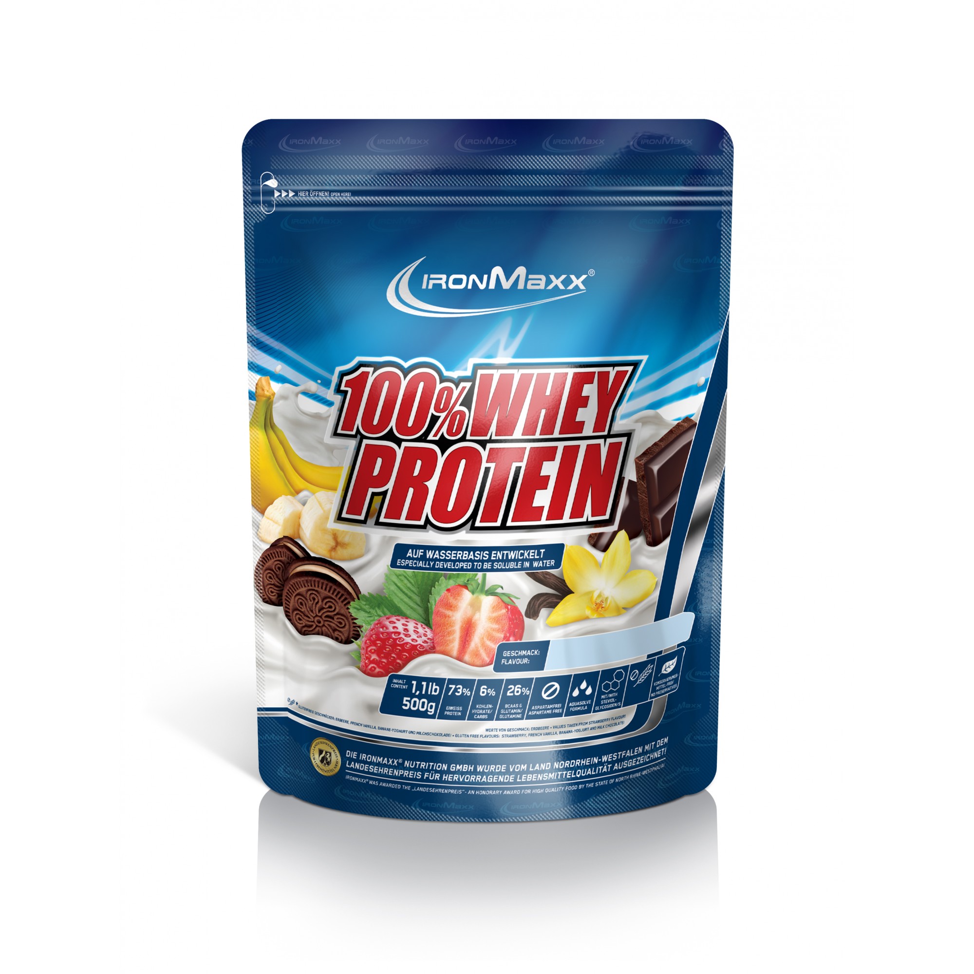 IronMaxx 100% Whey Protein 500 g /10 servings/ Banana Yoghurt - зображення 1