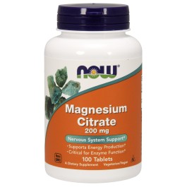 Now Magnesium Citrate 200 mg Tablets 100 tabs