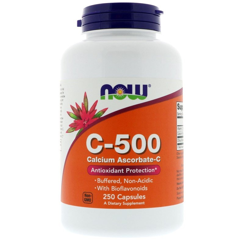 Now Vitamin C-500 Calcium Ascorbate Capsules 250 caps - зображення 1