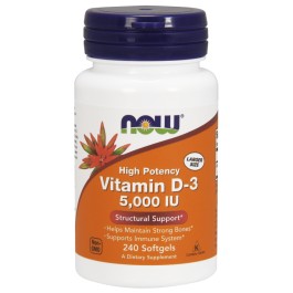 Now Vitamin D-3 5,000 IU Softgels 240 caps
