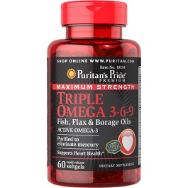 Puritan's Pride Maximum Strength Triple Omega 3-6-9 Fish, Flax & Borage Oils 60 caps