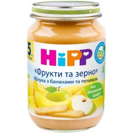 Hipp Пюре Яблоки с бананами и печеньем 190 грамм