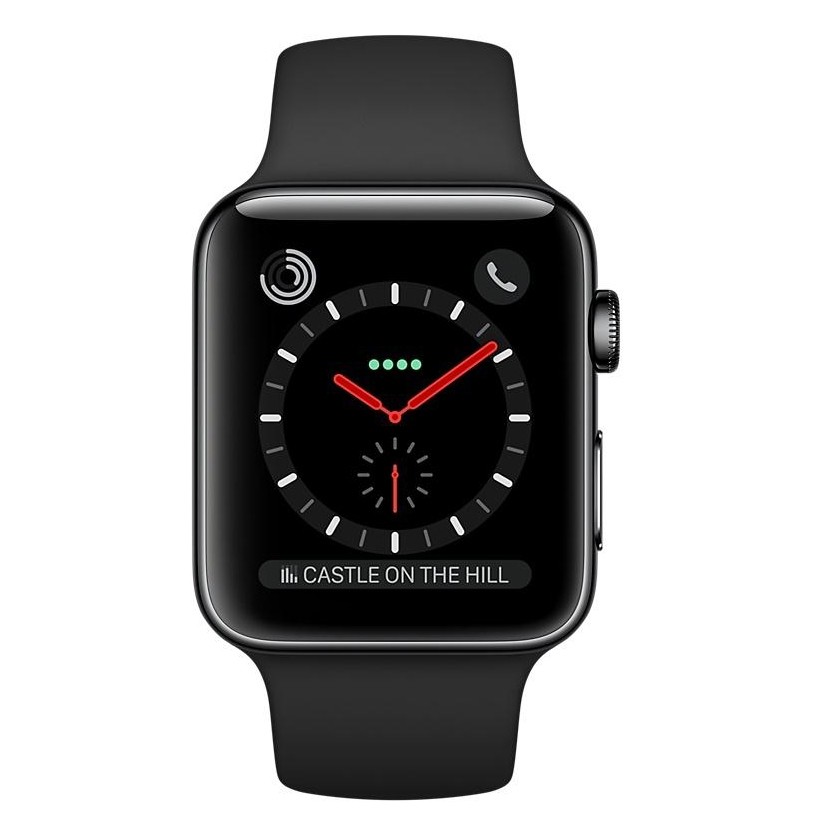 Apple Watch 42mm Series 3 Cellular Space Black Stainless Steel w. Black Sport b. (MQM02) - зображення 1