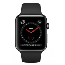   Apple Watch 42mm Series 3 Cellular Space Black Stainless Steel w. Black Sport b. (MQM02)