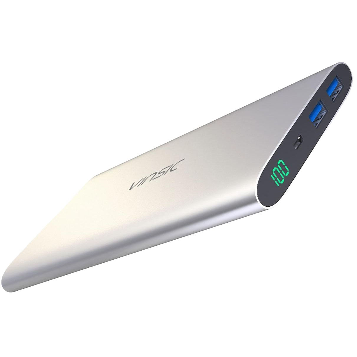 VINSIC Ultra Slim Power Bank Dual Port 5V/2.4A 12000 mAh Silver VSPB211  купить в интернет-магазине: цены на внешний аккумулятор (Power Bank) Ultra  Slim Power Bank Dual Port 5V/2.4A 12000 mAh Silver VSPB211 -