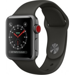 Apple Watch Series 3 GPS + LTE 38mm Space Gray Aluminum Case with Gray Sport Band (MQKG2)