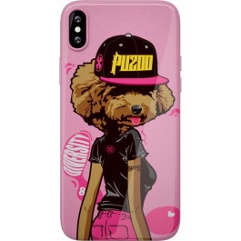 PUZOO TPU Case with UV Printing Hip Hop iPhone X DJ Teddy Pink