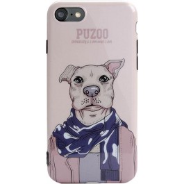 PUZOO TPU Glossy Shiny Powder Art dog iPhone 7/8 Brown Aboo