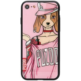 PUZOO Glass Printing with TPU Yuppie iPhone 7/8 Annie Pink