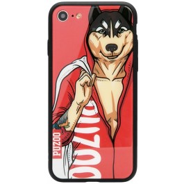 PUZOO Glass Printing with TPU Yuppie iPhone 7/8 Red Du