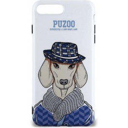PUZOO TPU Glossy Shiny Powder Art dog iPhone 7 Plus/8 Plus White Ravan