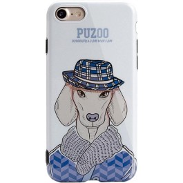 PUZOO TPU Glossy Shiny Powder Art dog iPhone 7/8 White Ravan