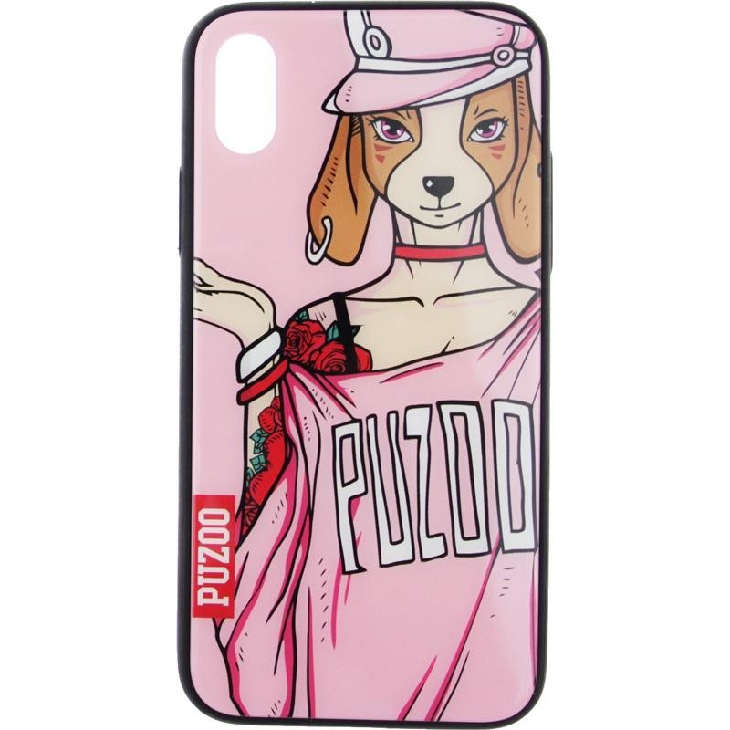 PUZOO Glass Printing with TPU Yuppie iPhone X Annie Pink - зображення 1