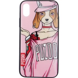 PUZOO Glass Printing with TPU Yuppie iPhone X Annie Pink
