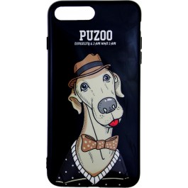 PUZOO TPU Glossy Shiny Powder Art dog iPhone 7 Plus/8 Plus Black Bean