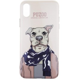 PUZOO TPU Glossy Shiny Powder Art dog iPhone X Brown Aboo
