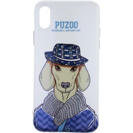PUZOO TPU Glossy Shiny Powder Art dog iPhone X White Ravan