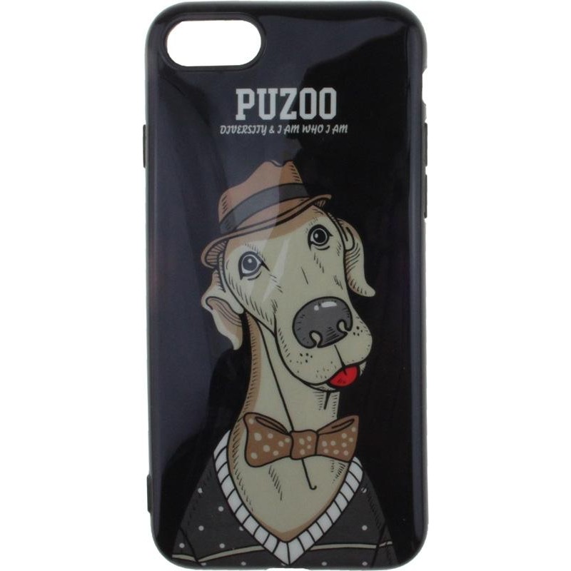 PUZOO TPU Glossy Shiny Powder Art dog iPhone 7/8 Black Bean - зображення 1