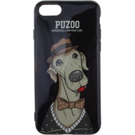 PUZOO TPU Glossy Shiny Powder Art dog iPhone 7/8 Black Bean