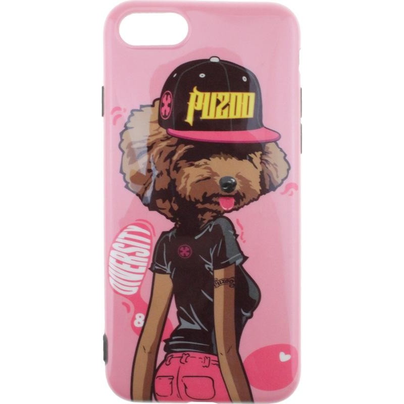 PUZOO TPU Glossy Surface IMD Hip Hop iPhone 7/8 DJ Teddy Pink - зображення 1