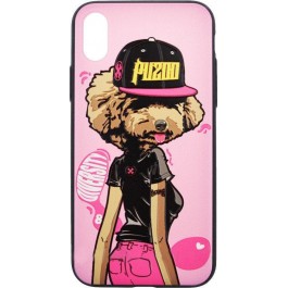 PUZOO TPU Glossy Surface IMD Hip Hop iPhone X DJ Teddy Pink